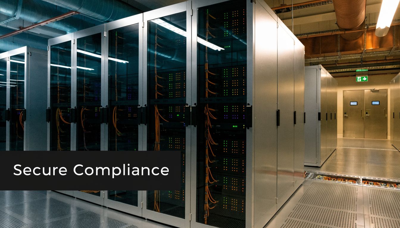 A modern data center room filled with rows of high-performance server racks under professional lighting.