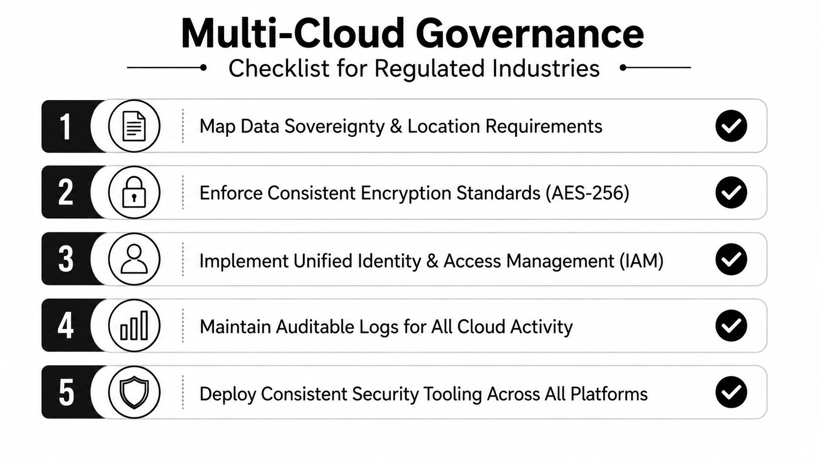 A five-point checklist for multi-cloud governance and security compliance in highly regulated industries.
